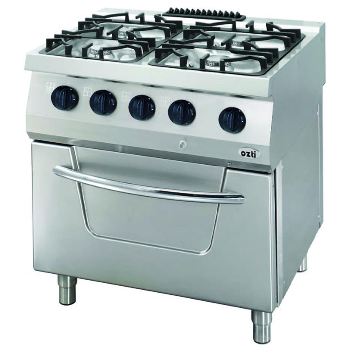 Öztiryakiler 700 Seri Kuzine Fırınlı Gazlı 4 Açık Ateş 80*70*85 (L)-4X6Kw+7Kw Gazlı Fırın