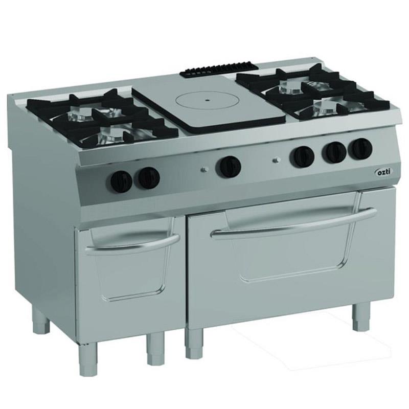 ÖZTİRYAKİLER 700 SERİ KUZİNE FIRINLI GAZLI 6 AÇIK ATEŞ 120*70*85 (LS)-6x6 kW+7 kW GAZLI FIRIN