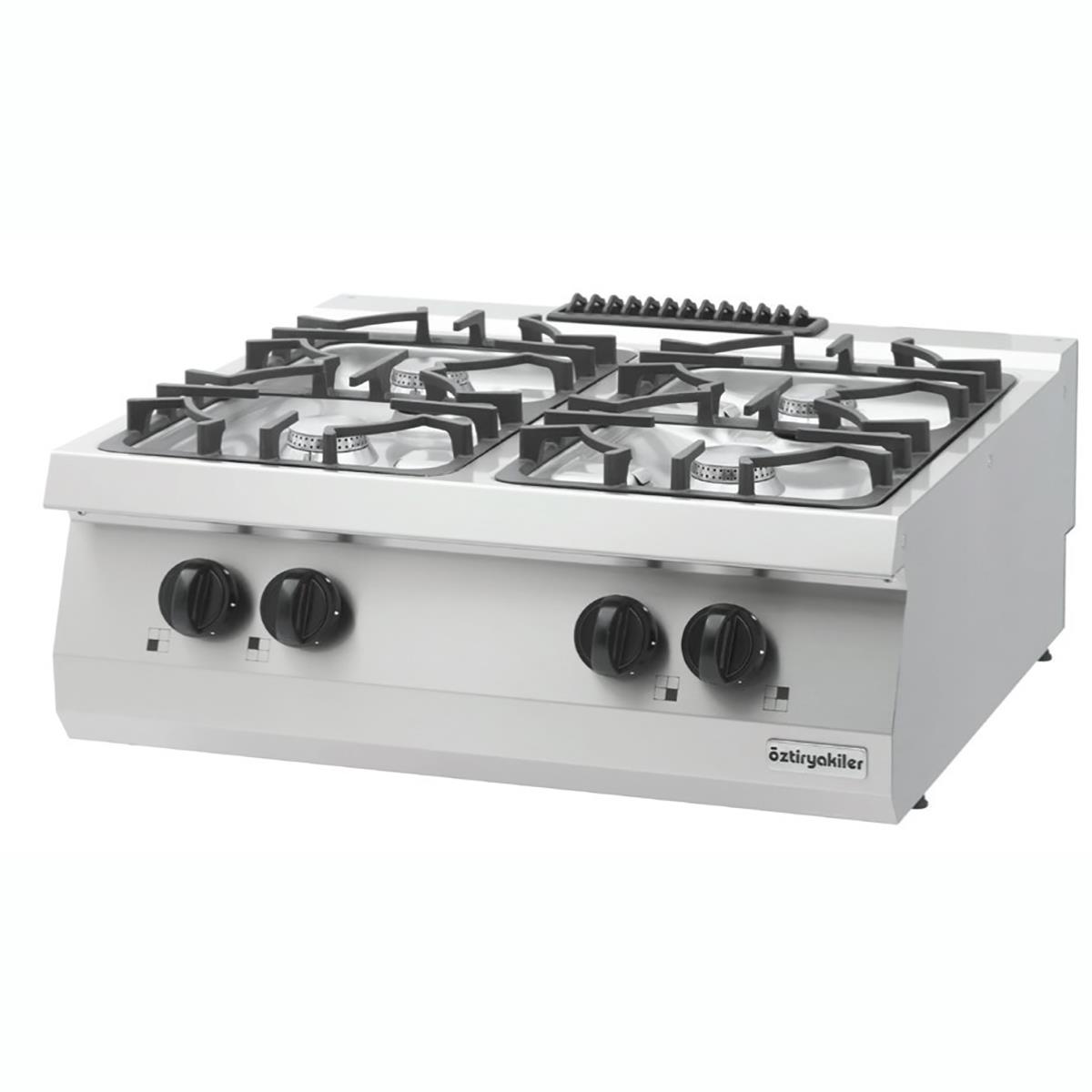 ÖZTİRYAKİLER 700 SERİ SET ÜSTÜ DÖRTLÜ OCAK GAZLI 80*70*30 (LP)-2x6kW+2x7,5kW