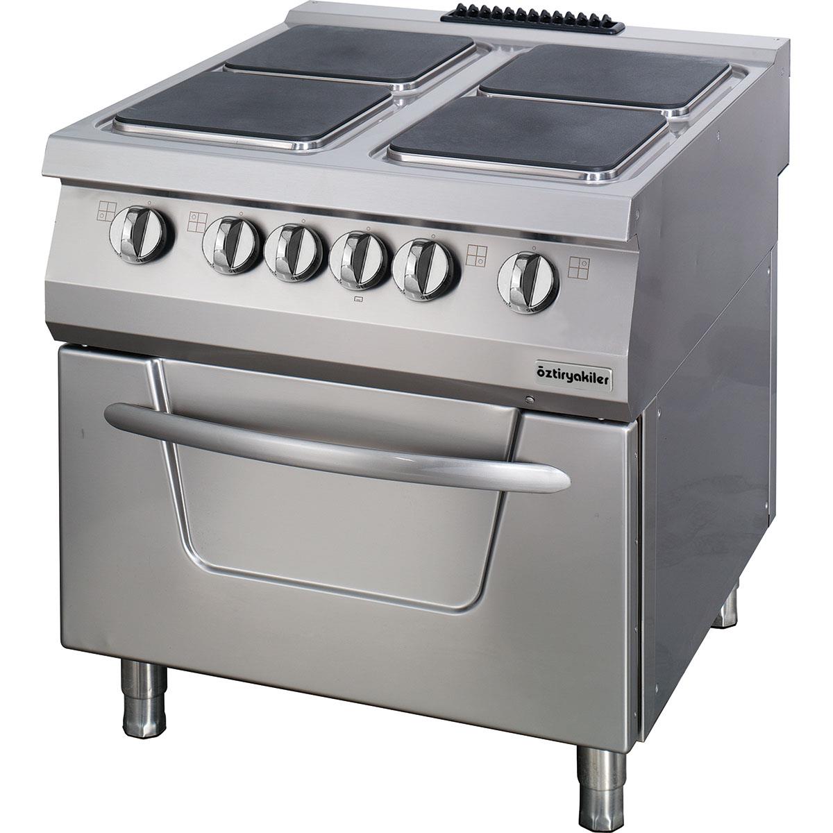 ÖZTİRYAKİLER 900 SERİ KUZİNE FIRINLI ELEKTRİKLİ 4 KARE PLATE 80*90*85