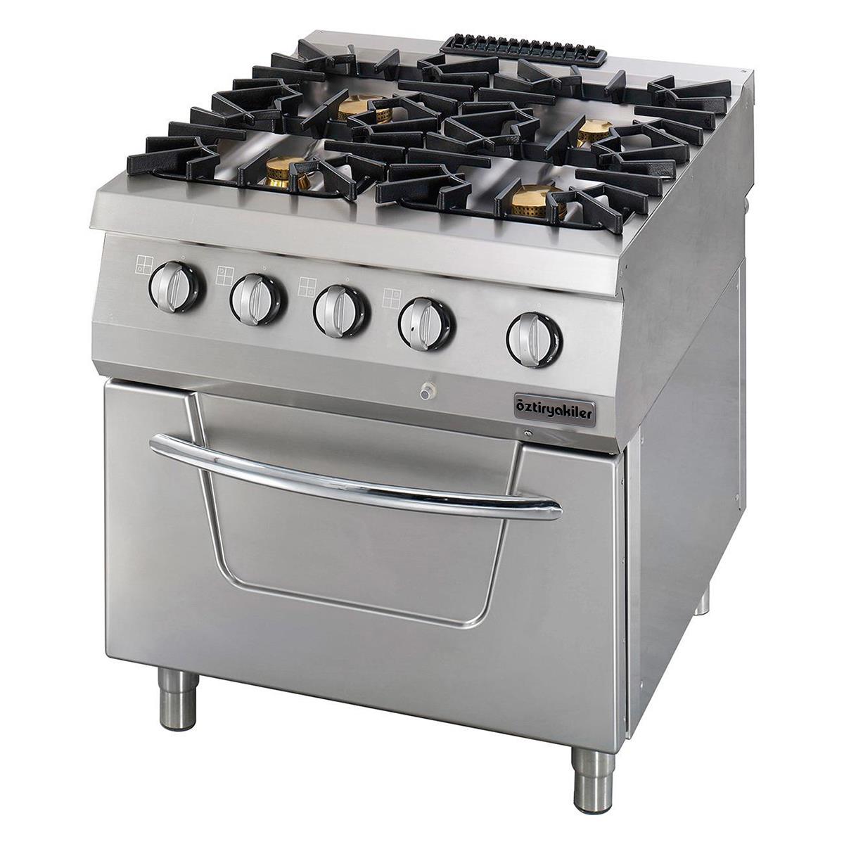 ÖZTİRYAKİLER 900 SERİ KUZİNE GAZLI 4 AÇIK ATEŞ,FIRIN ELEKTRİKLİ 80*90*85