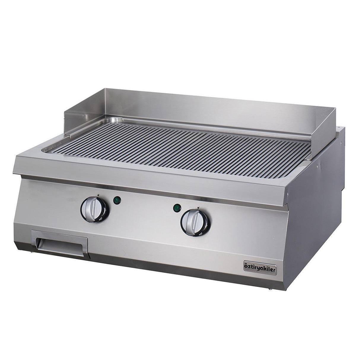 ÖZTİRYAKİLER 900 SERİ SET ÜSTÜ GRİLL PLATE OLUKLU ELEKTRİKLİ 80*90*30-SERT KROM KAPLI