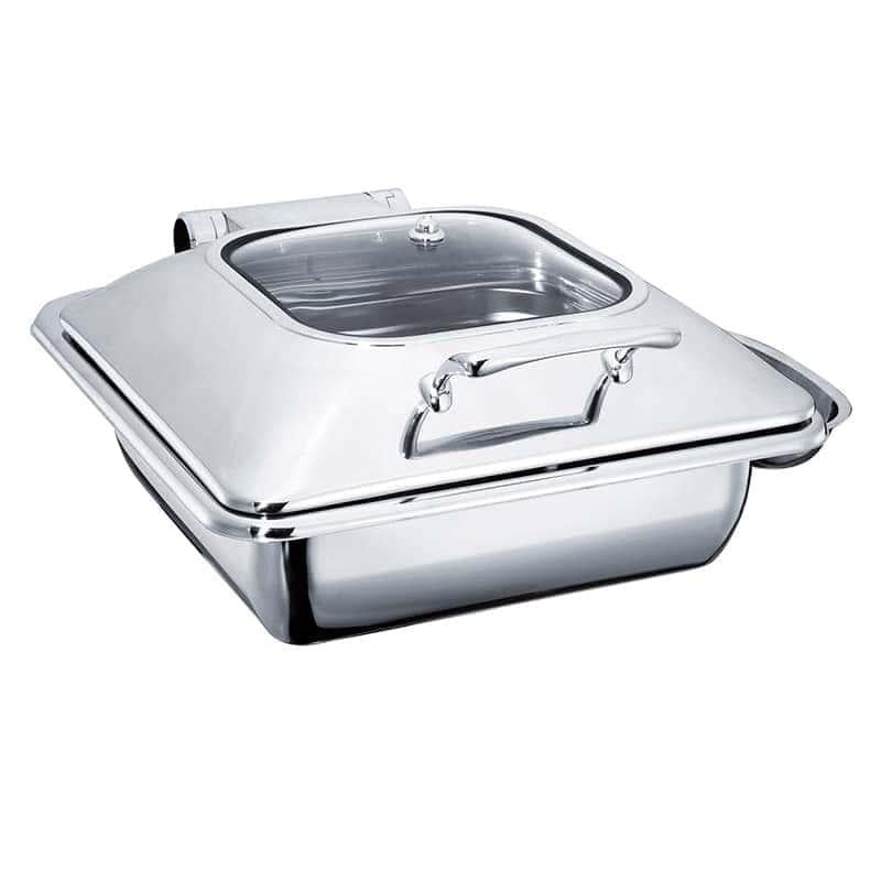 ÖZTİRYAKİLER CHAFING DISH DİKDÖRTGEN CAM KAPAKLI AYAKSIZ  6 L (2/3 GN)