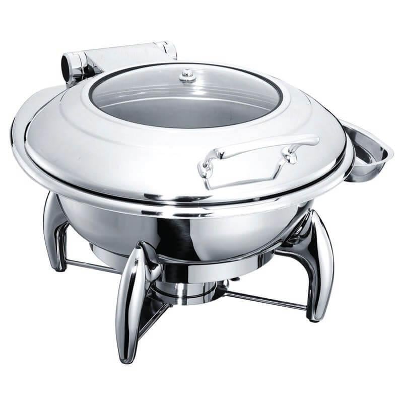ÖZTİRYAKİLER CHAFING DISH YUVARLAK CAM KAPAKLI AYAKSIZ 6 L 2/3 GN