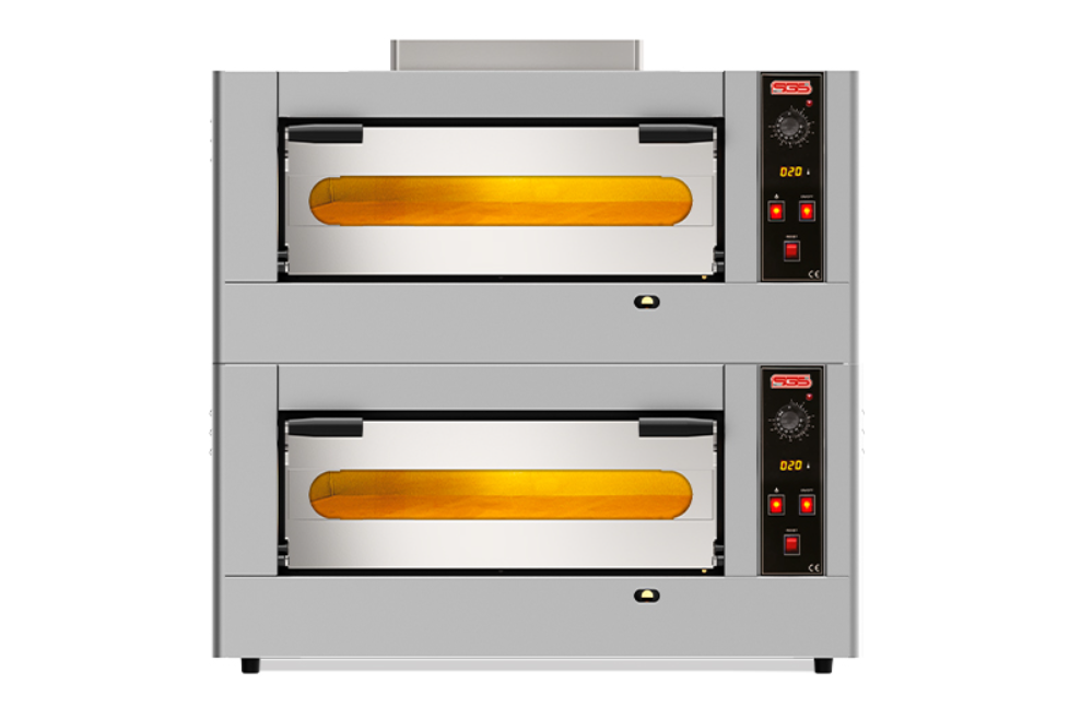 Sgs Gazlı Pizza Fırını Çift Katlı (4 + 4 Pizza Çap 30cm-İç Ölçü 62x62 cm)