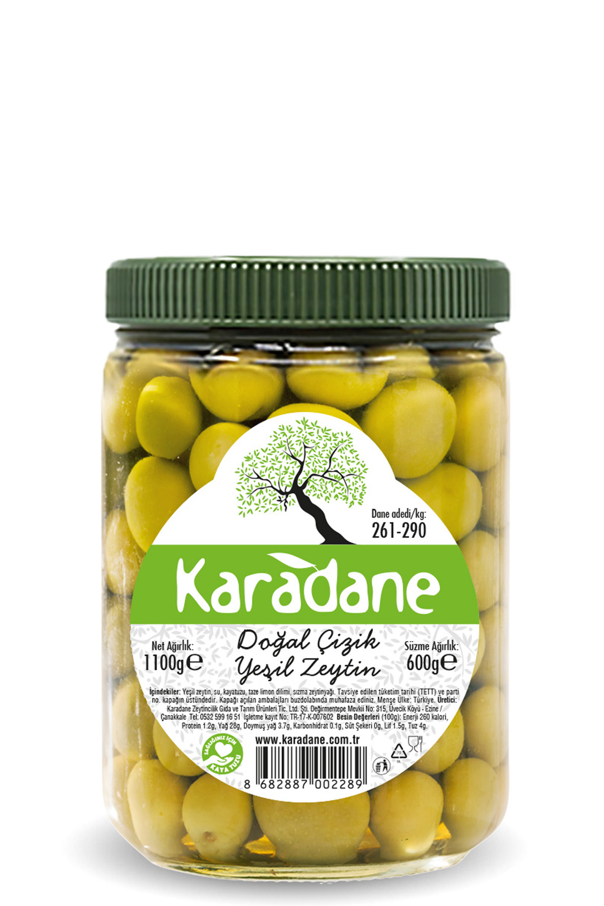 Çizik Yeşil Zeytin M 261-290 Kalibre - 600g