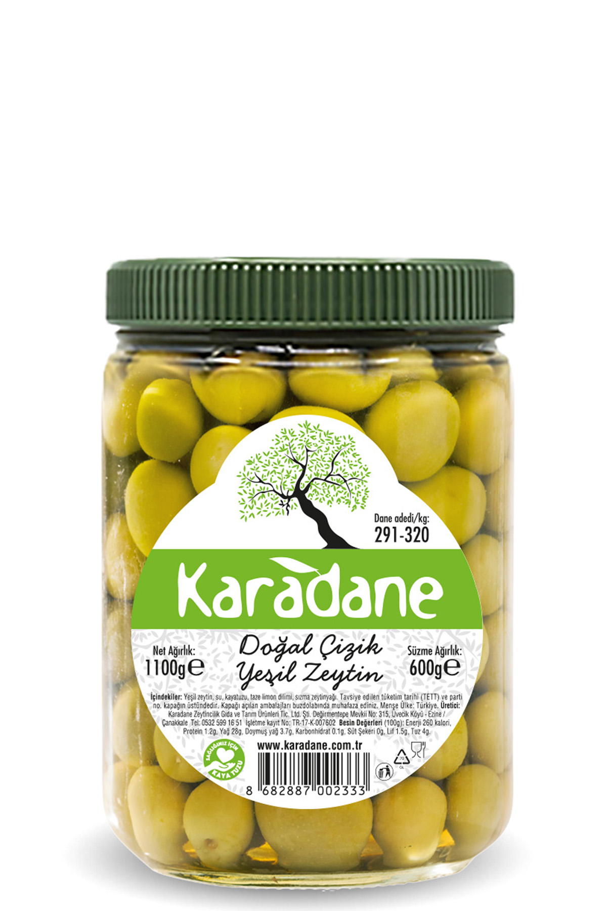 Çizik Yeşil Zeytin S 291-3200 Kalibre - 600g