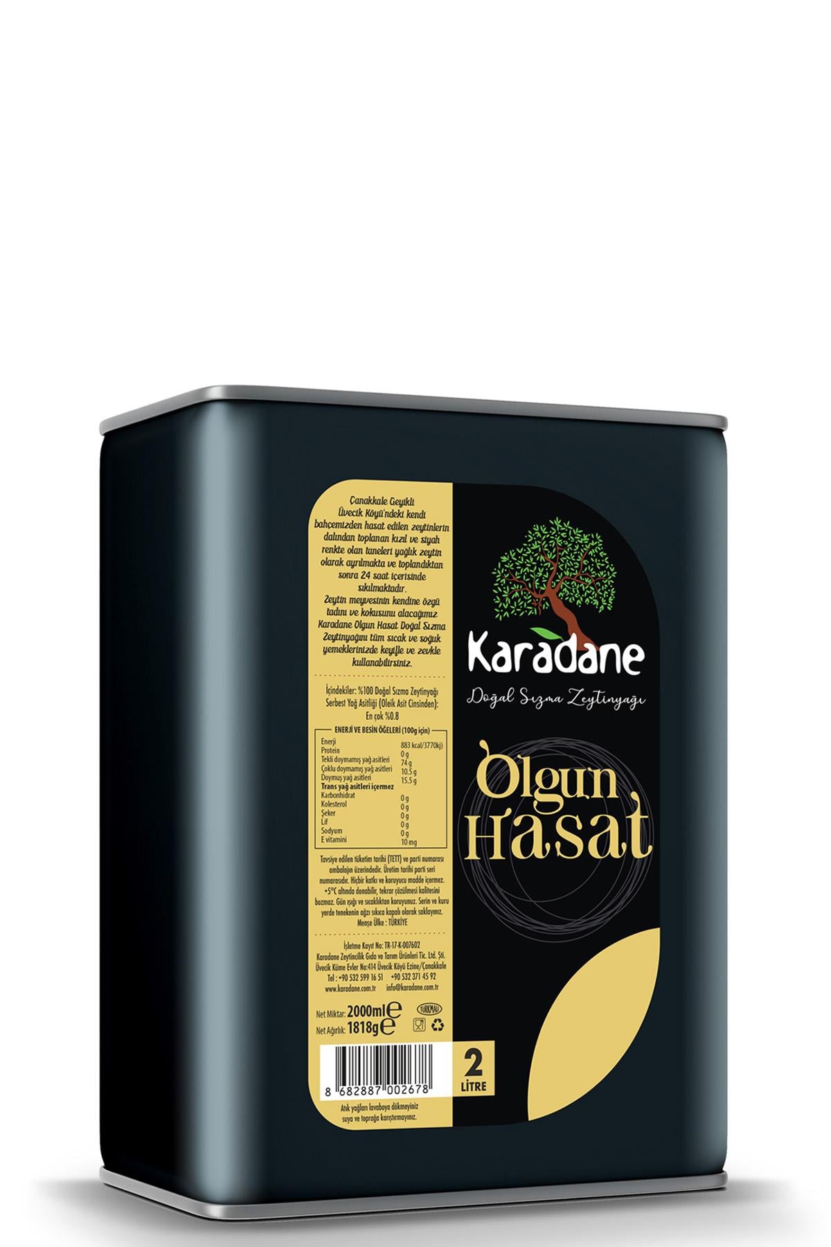 Olgun Hasat Doğal Sızma Zeytinyağı 2LT Teneke