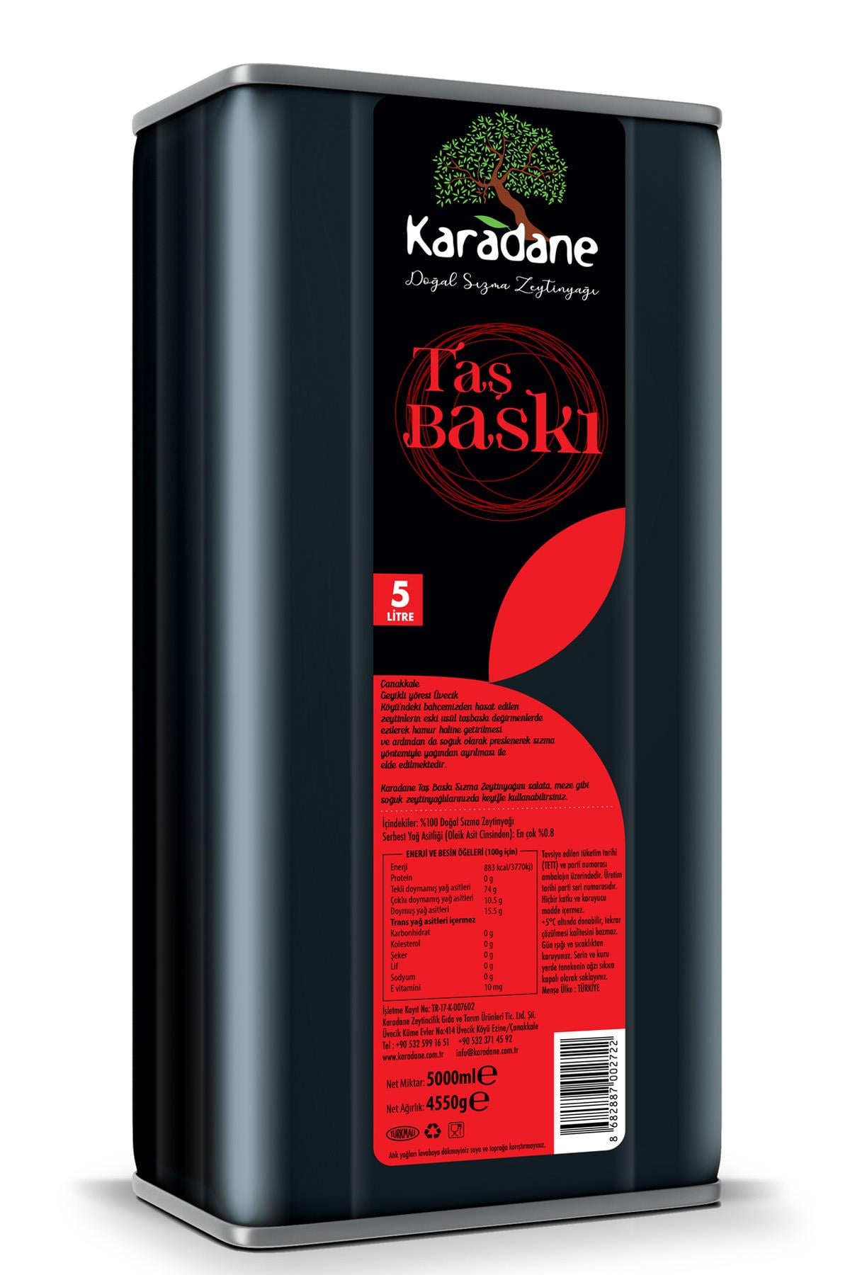 Taş Baskı Sızma Zeytinyağı 5LT Teneke
