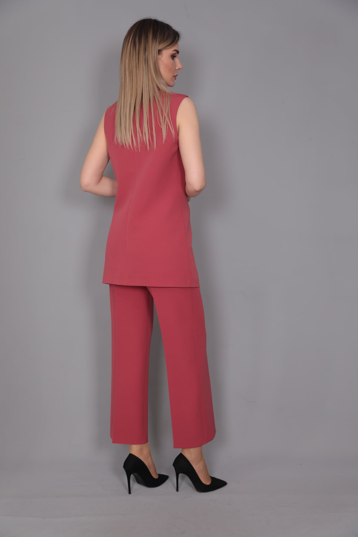  Midi Boy Klasik Yelek & Kısa Bol Paça Pantolon-Kiremit