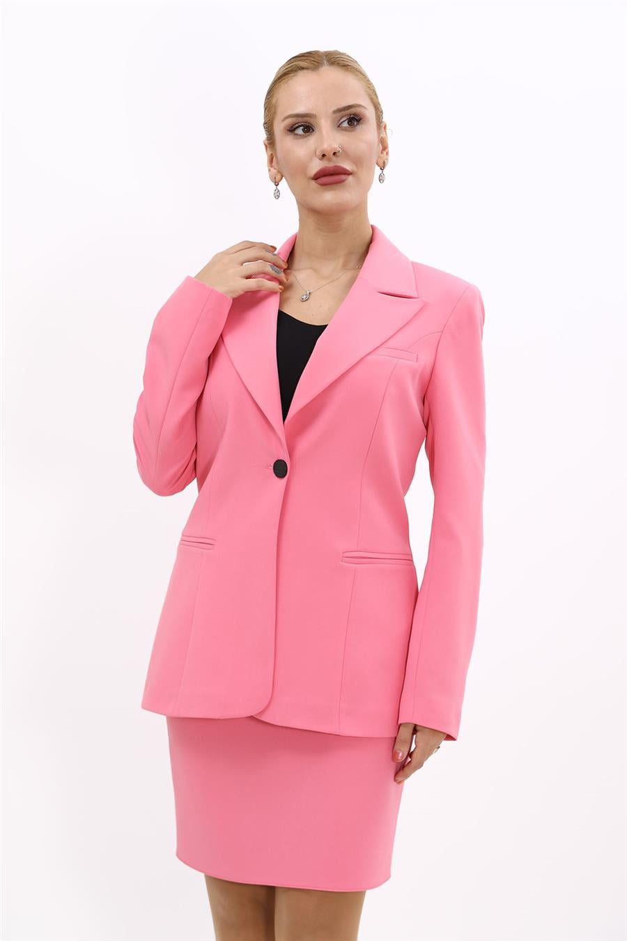  Yakalı Klasik Ceket-Pembe
