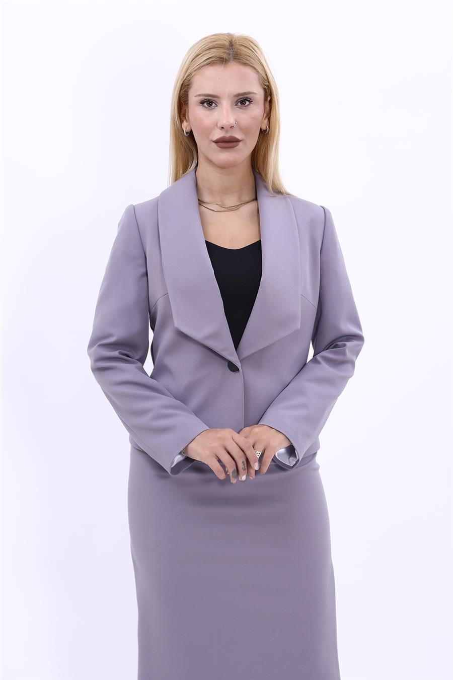 Amerikan Yaka Kısa Klasik Ceket-Antrasit - 1032100