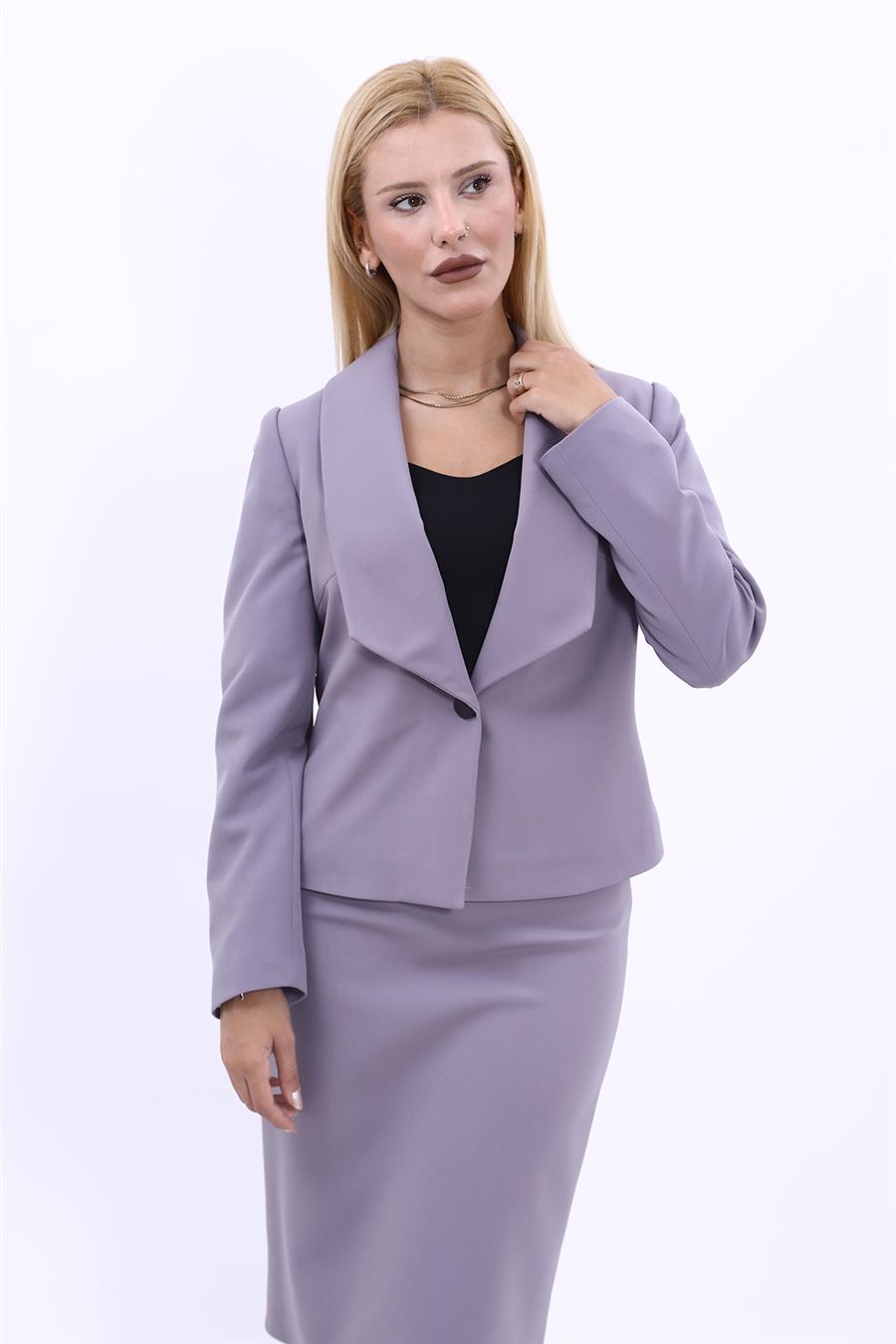 Amerikan Yaka Kısa Klasik Ceket-Antrasit - 1032100