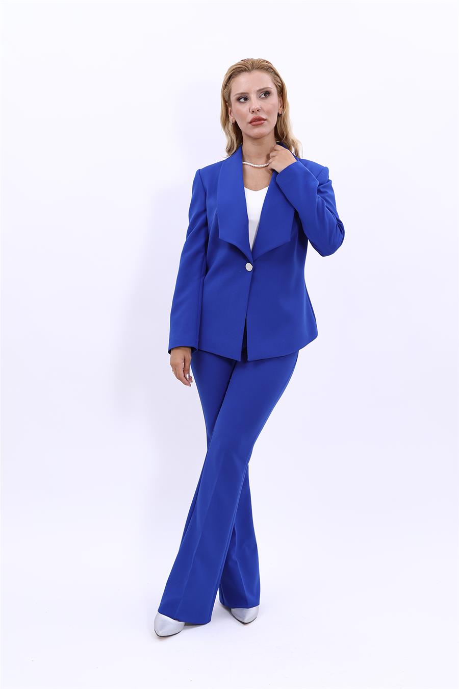 Amerikan Yaka Klasik Ceket & İspanyol Paça Pantolon-Saks - 1029530