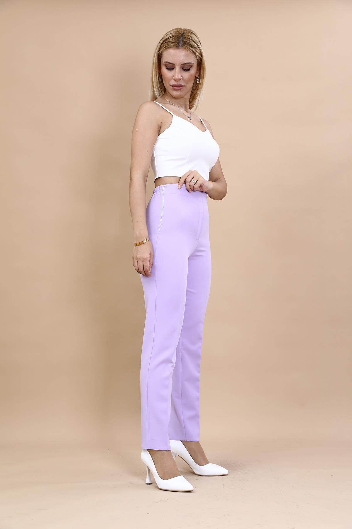 Lastikli Dar Paça Pantolon-Menekşe - 5014100