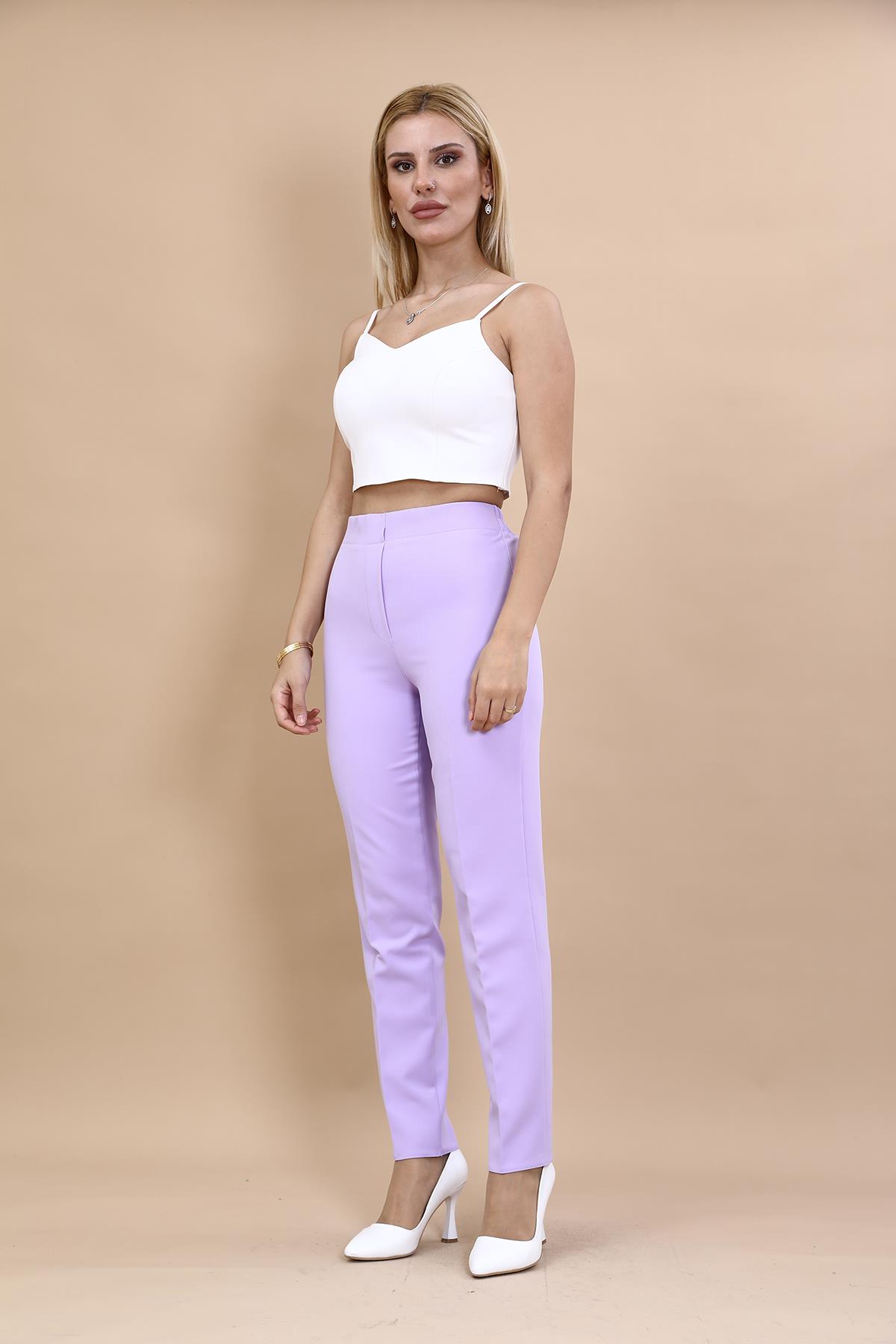 Lastikli Dar Paça Pantolon-Menekşe - 5014100