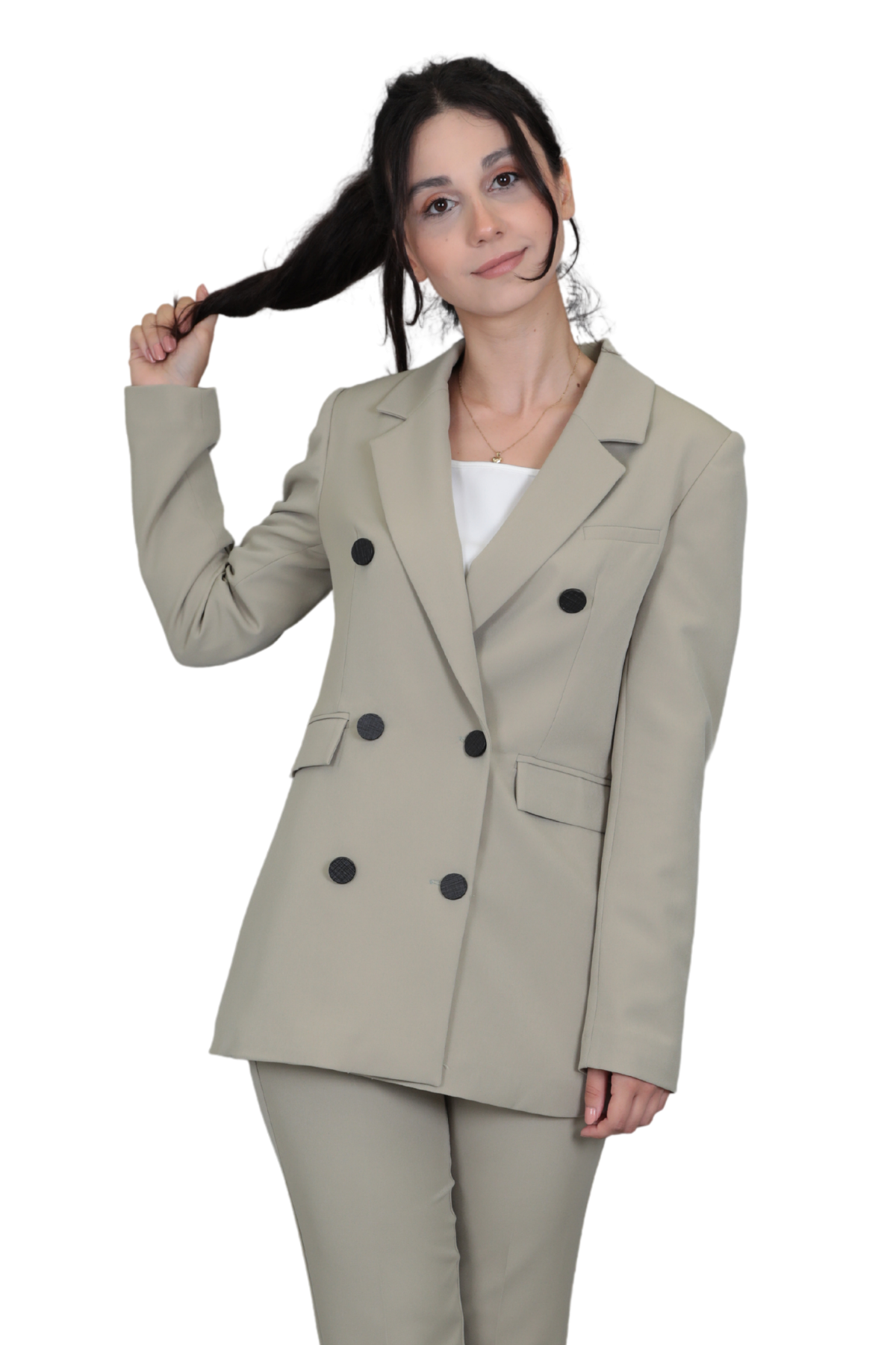 Erkek Yaka Kruvaze Blazer Ceket-Bambu - 1034100