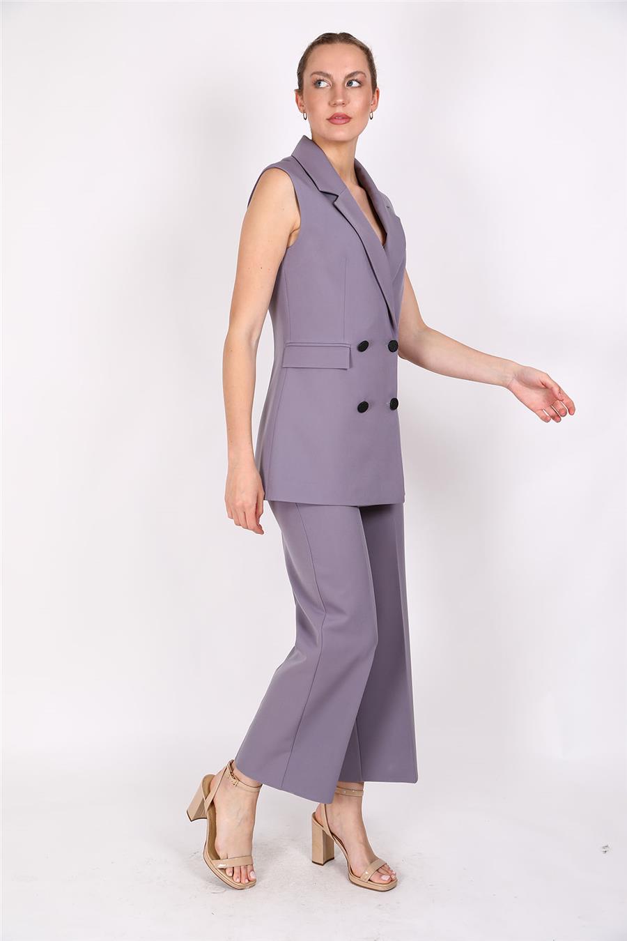 Blazer  Yelek & Bol Paça Pantolon-Antrasit - 1523520