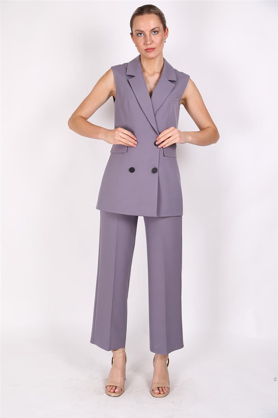 Blazer  Yelek & Bol Paça Pantolon-Antrasit - 1523520