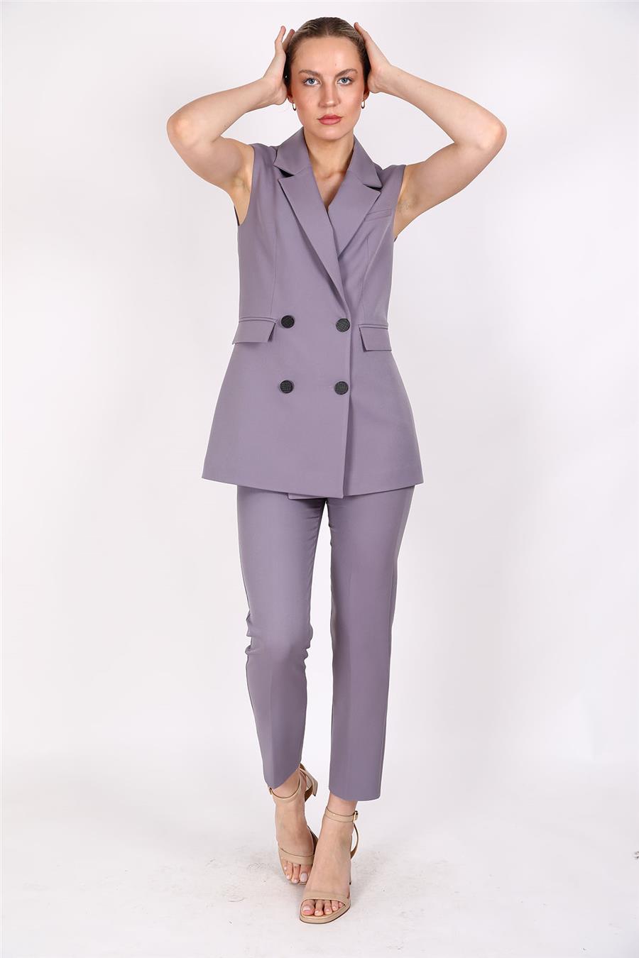 Blazer  Yelek & Boru Paça Pantolon-Antrasit