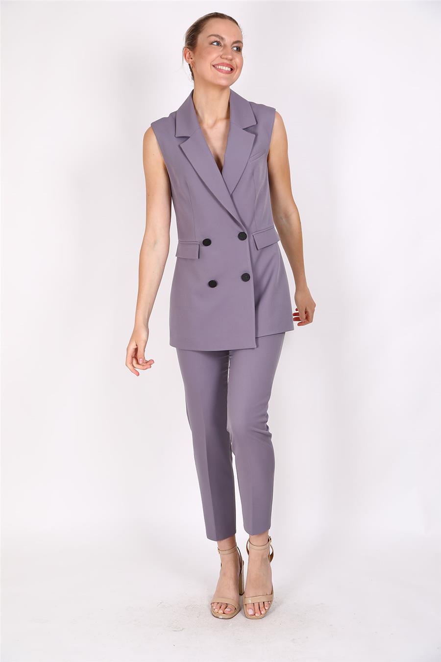 Blazer  Yelek & Boru Paça Pantolon-Antrasit