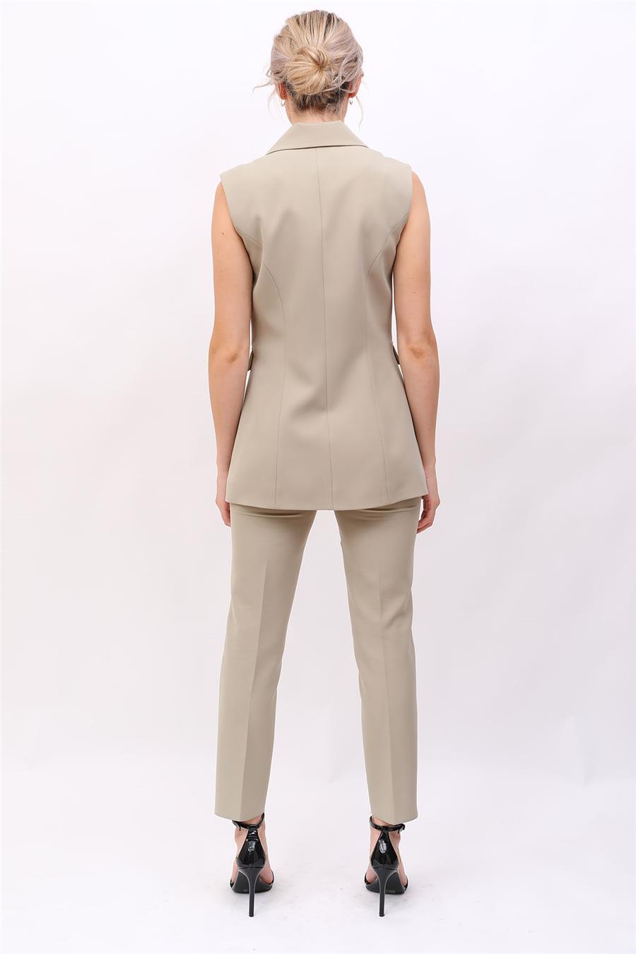 Blazer  Yelek & Boru Paça Pantolon-Bambu