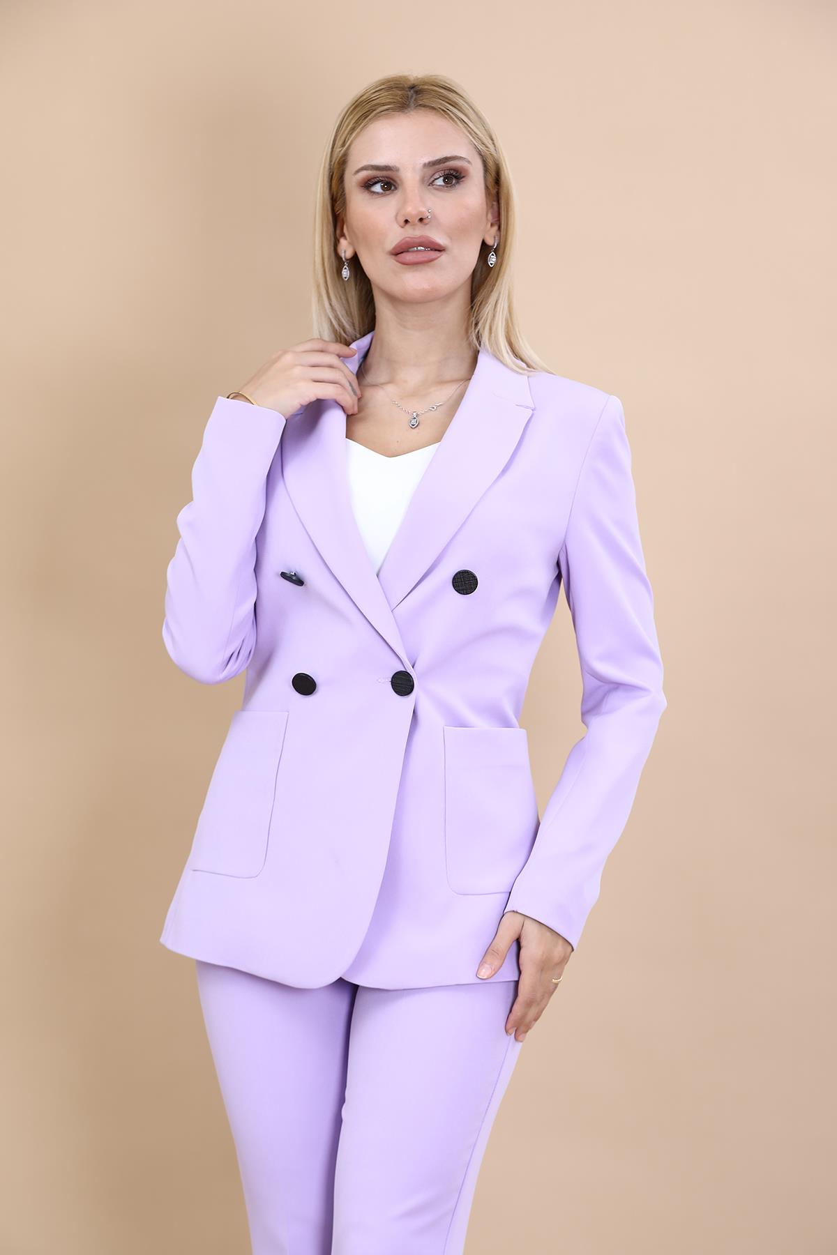 Erkek Yaka Torba Cepli Klasik Ceket-Menekşe - 1062100