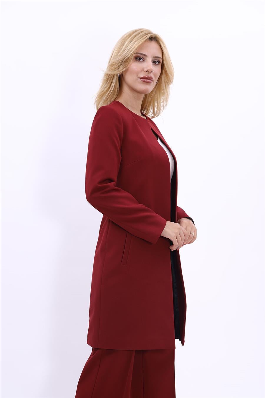 Düz Ceket-Bordo