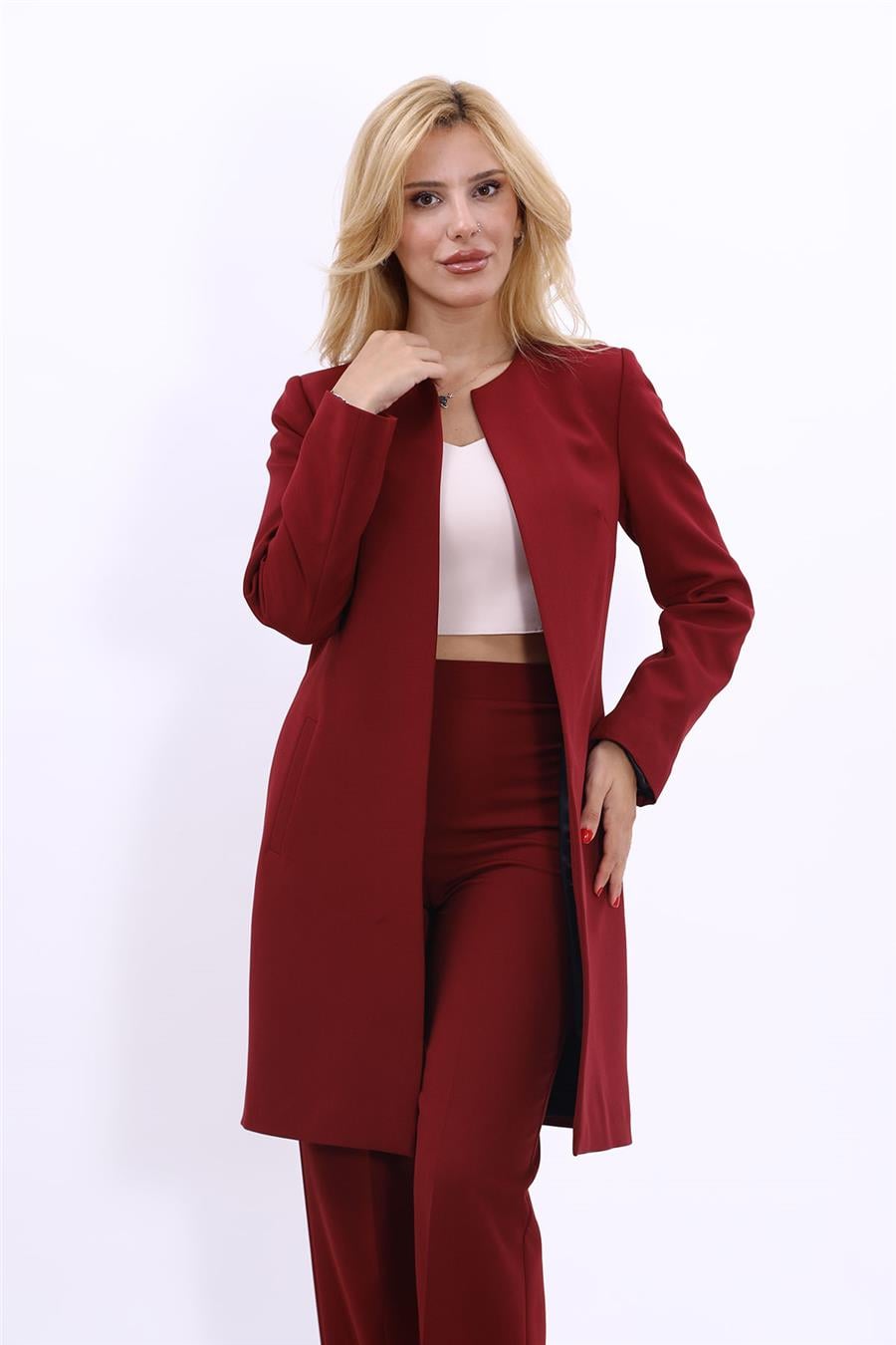Düz Ceket-Bordo