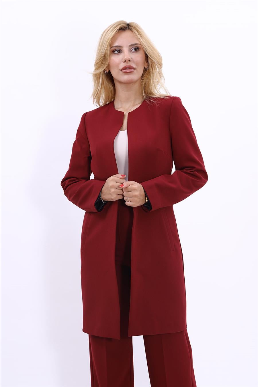 Düz Ceket-Bordo