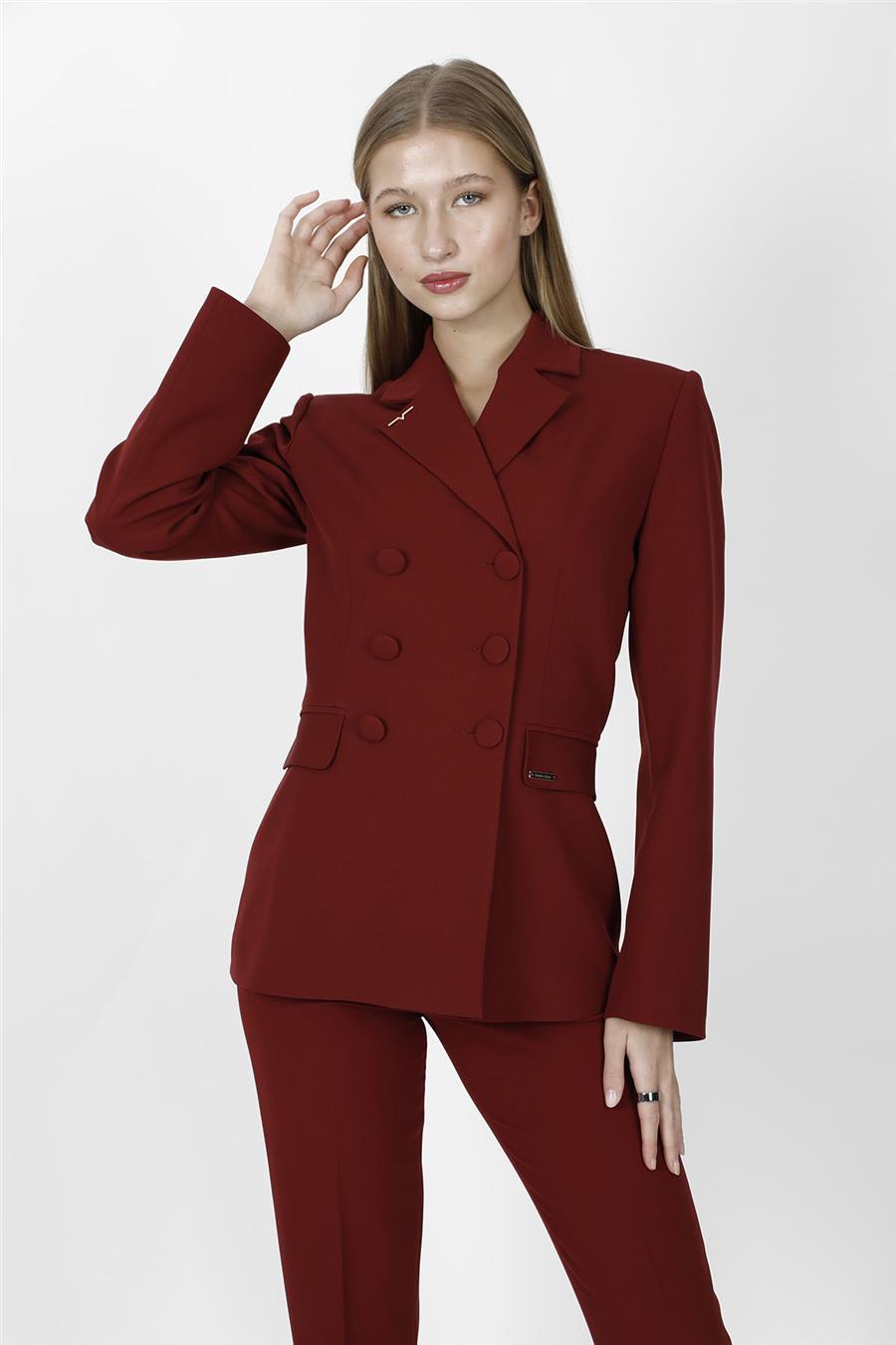 Erkek Yaka Blazer Ceket-Bordo
