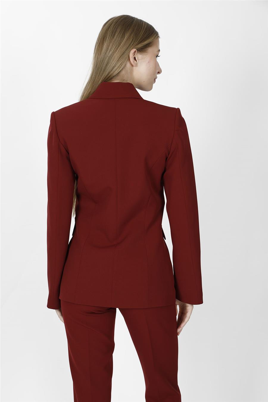 Erkek Yaka Blazer Ceket-Bordo