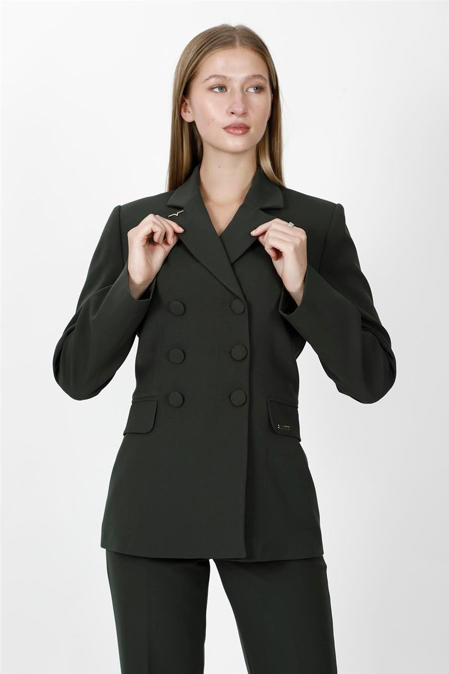Erkek Yaka Blazer Ceket-Haki