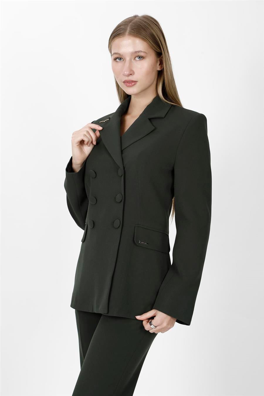 Erkek Yaka Blazer Ceket-Haki