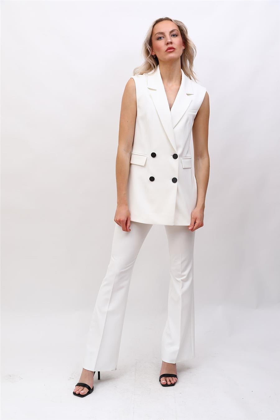 Erkek Yaka Blazer Yelek-Beyaz - 1523100