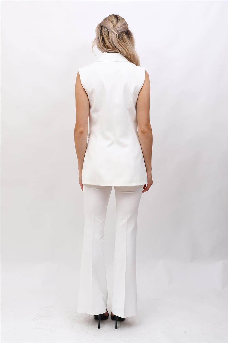 Erkek Yaka Blazer Yelek-Beyaz - 1523100