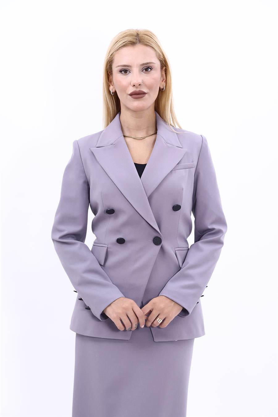 Erkek Yaka  Çapraz Ceket-Antrasit