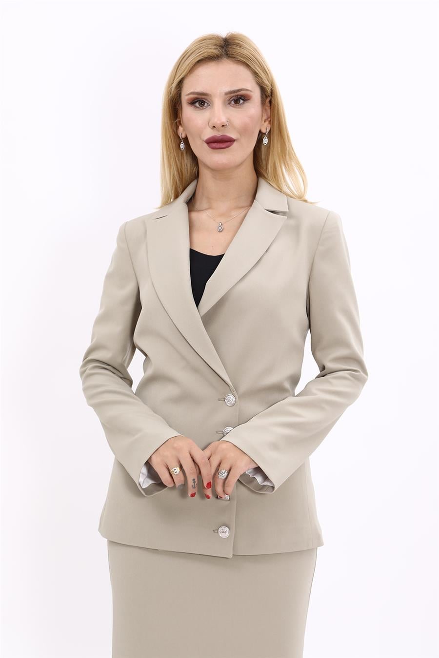 Erkek Yaka Düğme Detaylı Ceket-Bambu - 1065100