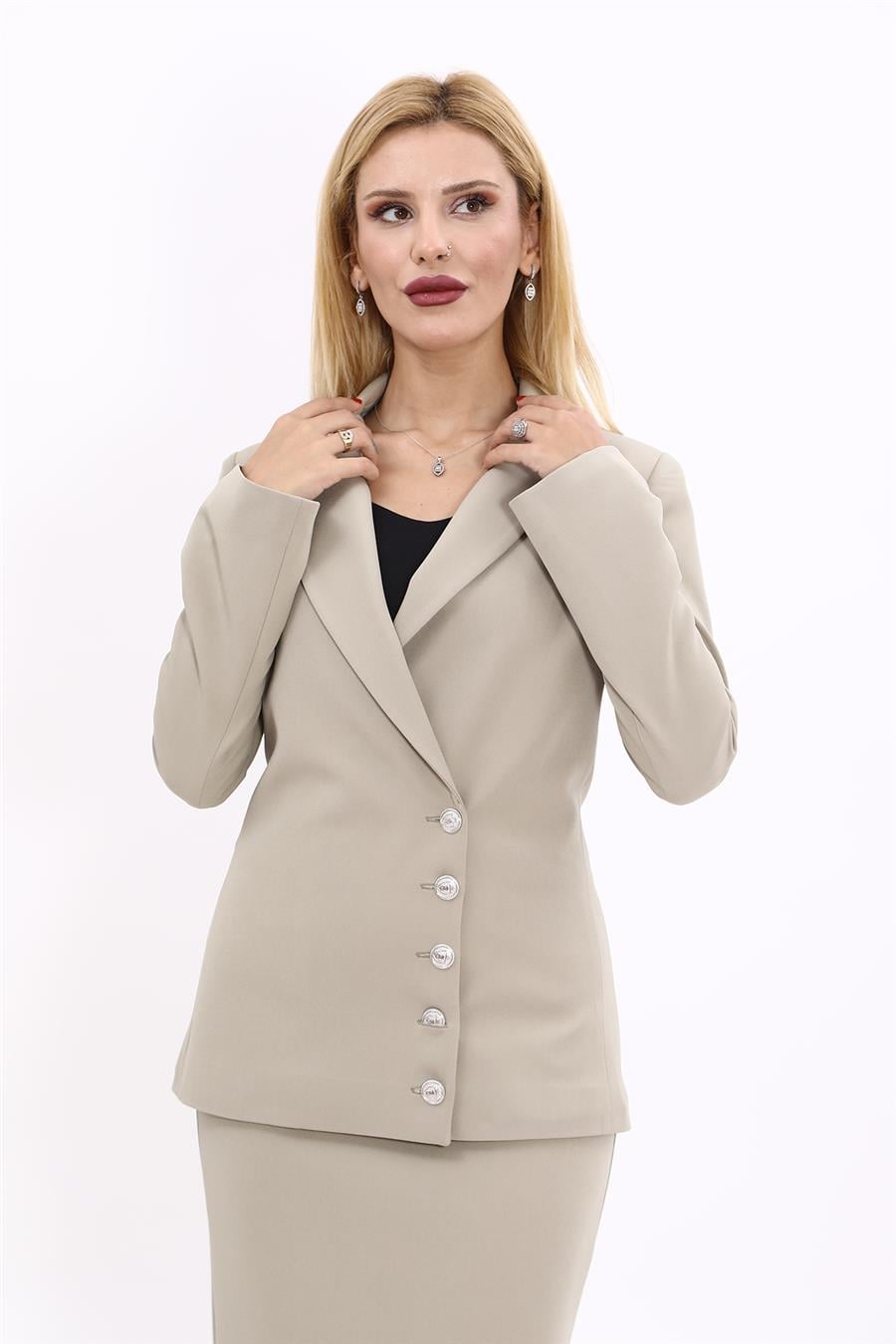 Erkek Yaka Düğme Detaylı Ceket-Bambu - 1065100