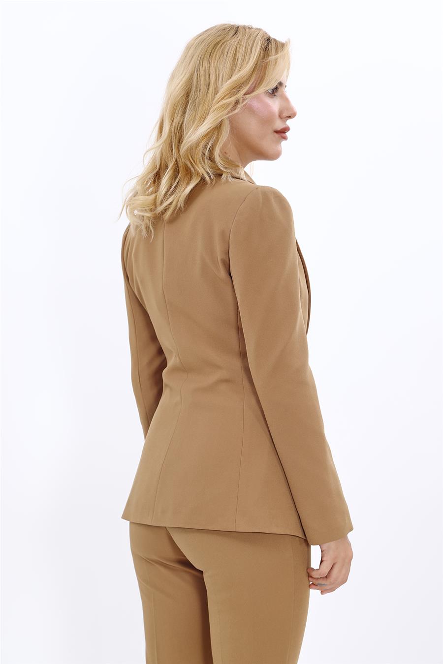 Erkek Yaka Düğme Detaylı Ceket-Camel - 1065100