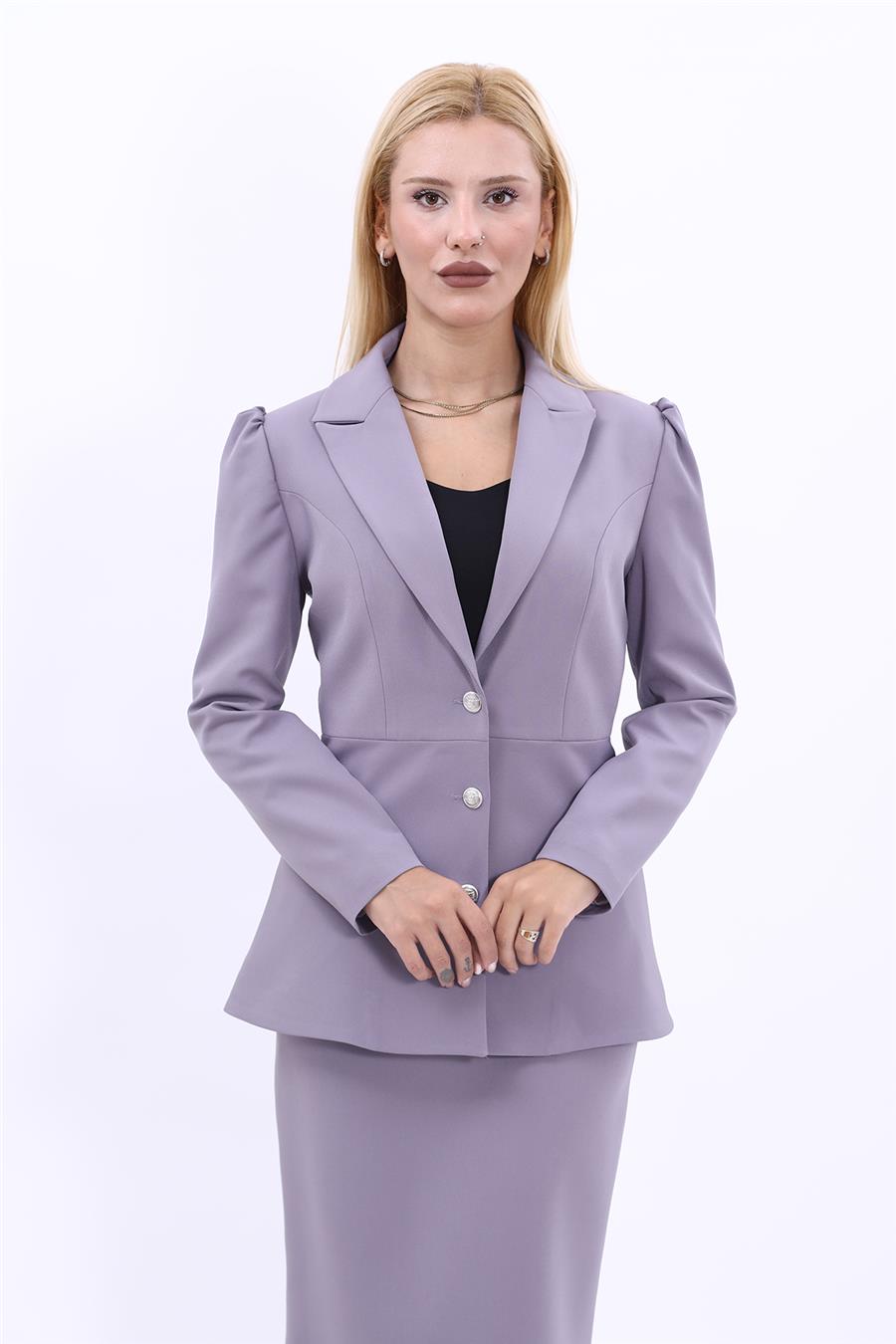 Erkek Yaka Kolu Büzgülü Ceket-Antrasit