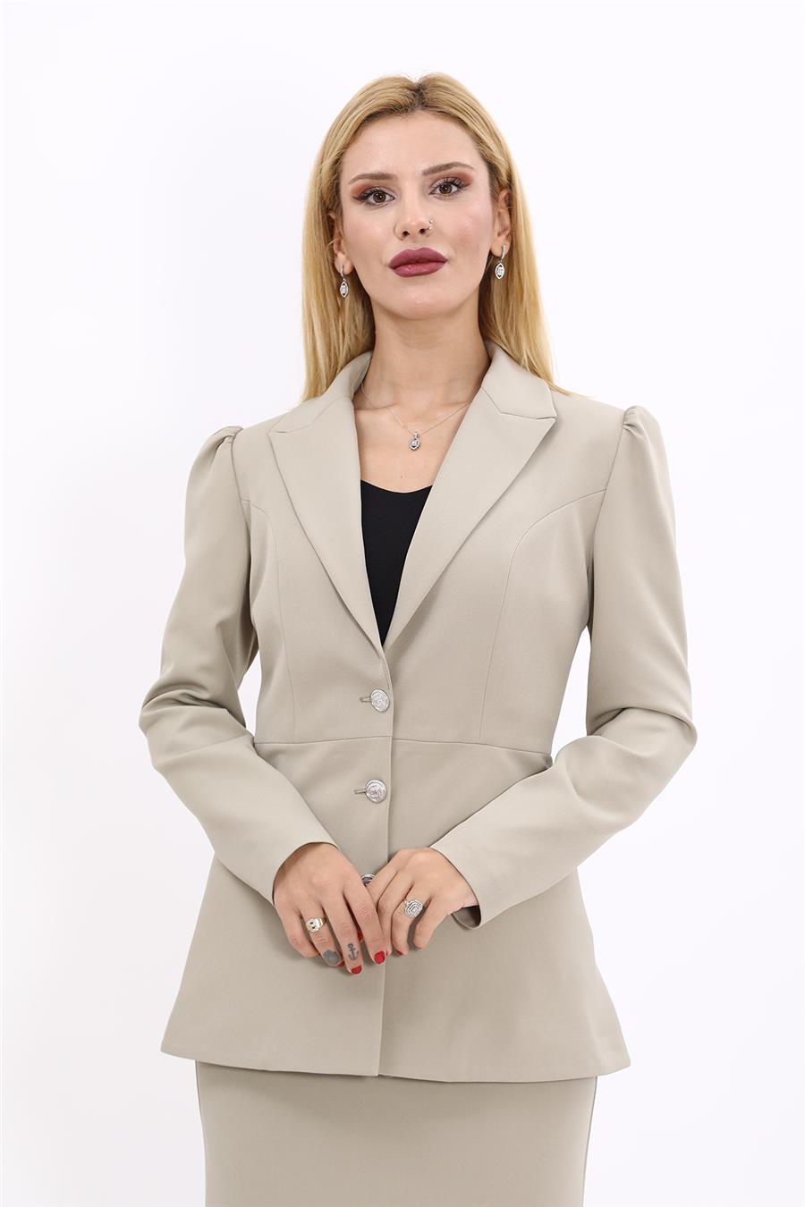 Erkek Yaka Kolu Büzgülü Ceket-Bambu