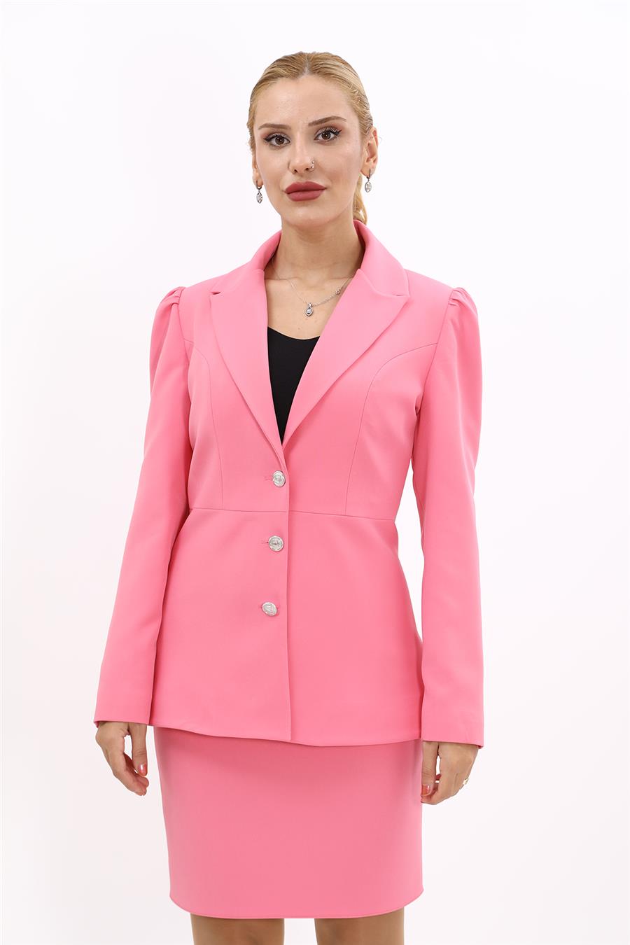 Erkek Yaka Kolu Büzgülü Ceket-Pembe - 1063100