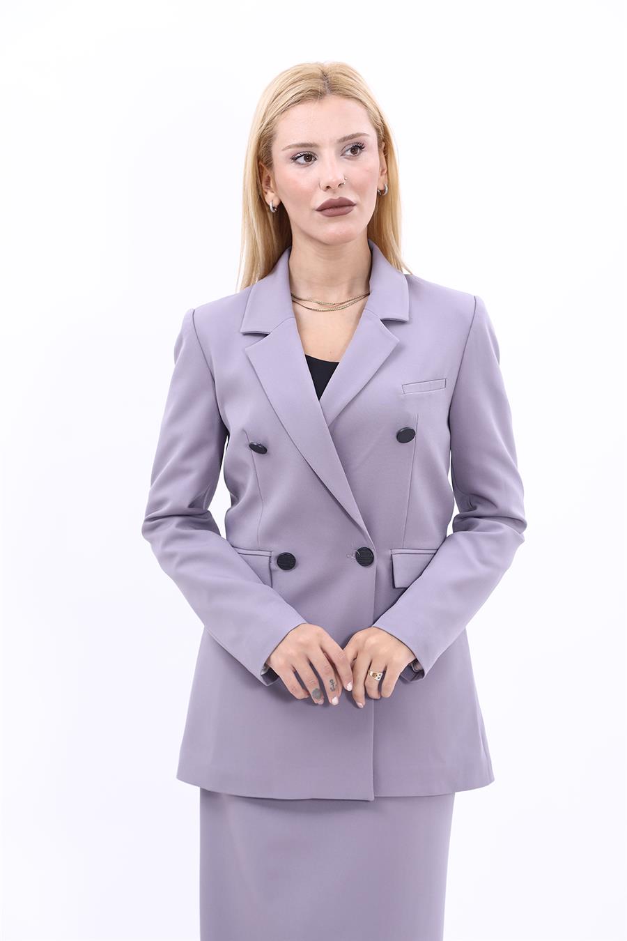 Erkek Yaka Kuruvaze Blazer Ceket-Antrasit