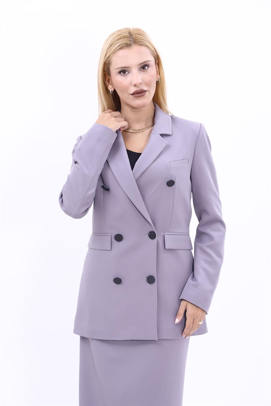 Erkek Yaka Kuruvaze Blazer Ceket-Antrasit