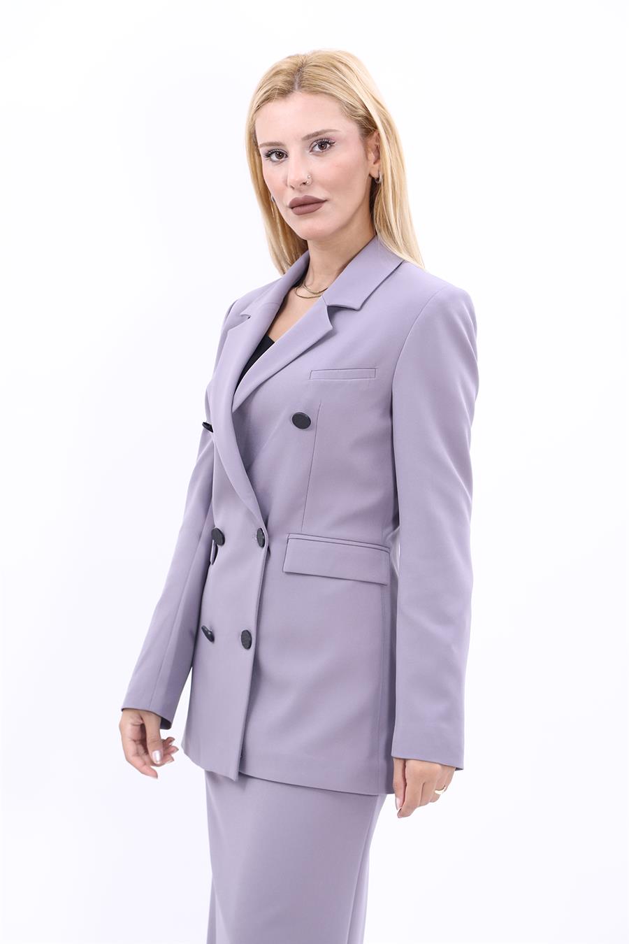 Erkek Yaka Kuruvaze Blazer Ceket-Antrasit