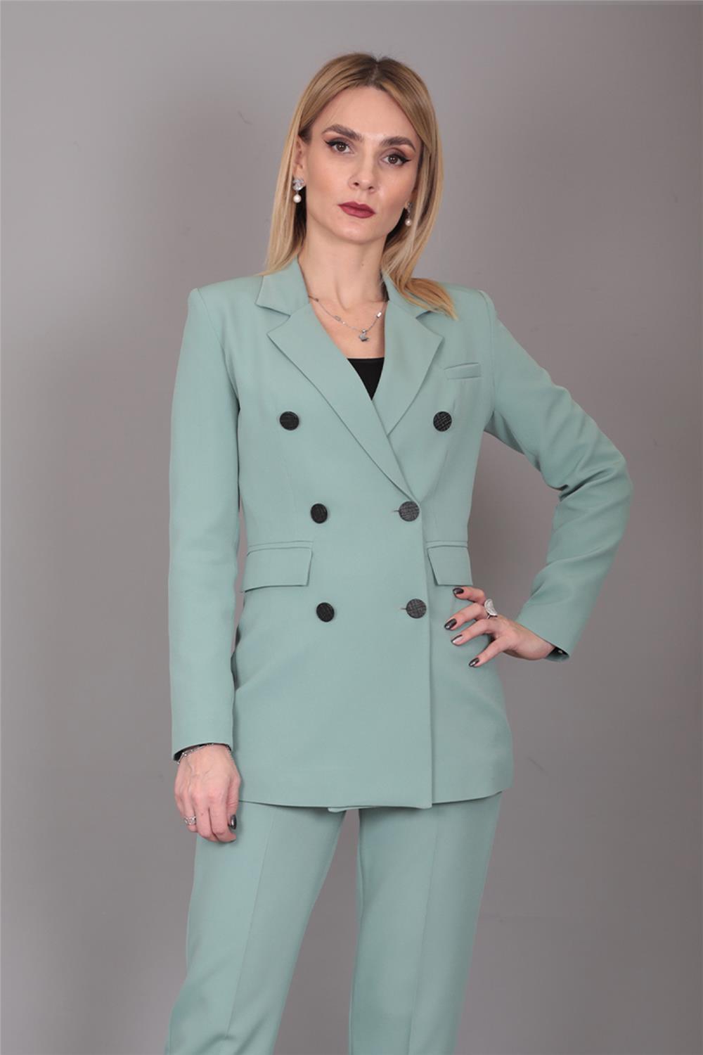 Erkek Yaka Kuruvaze Blazer Ceket-Çağla