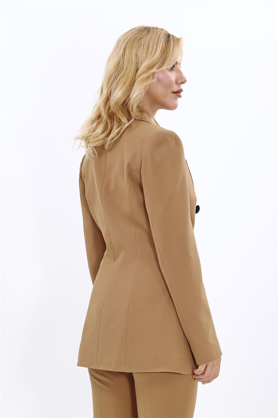 Erkek Yaka Kuruvaze Blazer Ceket-Camel
