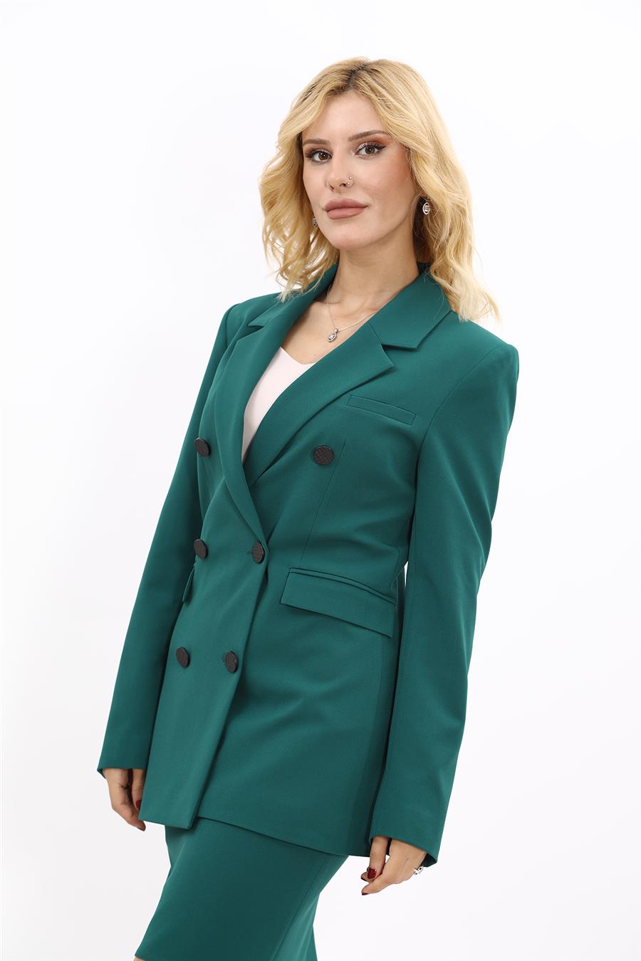 Erkek Yaka Kuruvaze Blazer Ceket-Zümrüt - 1034100