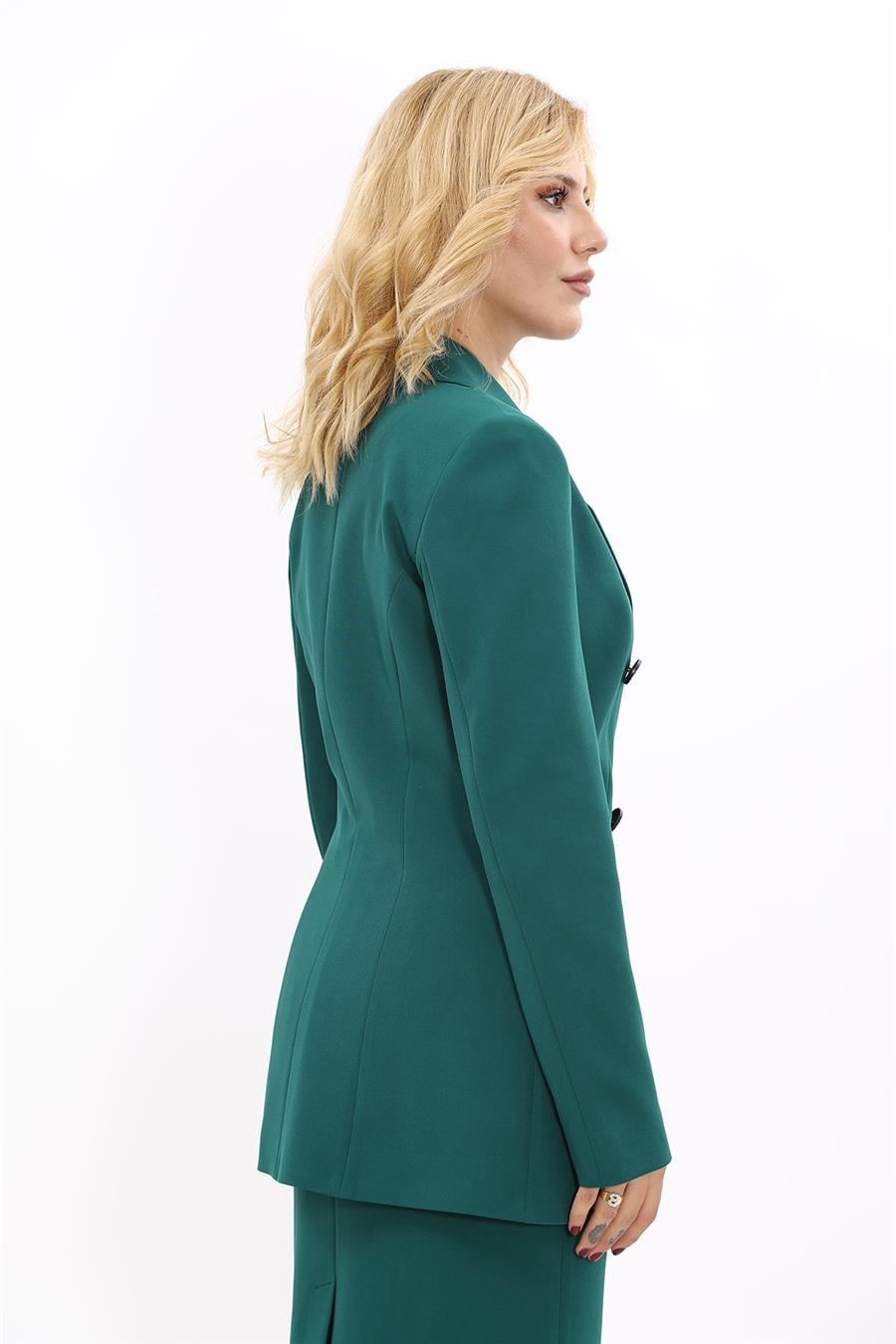 Erkek Yaka Kuruvaze Blazer Ceket-Zümrüt - 1034100